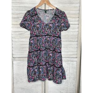 Wild Fable Floral Print Short Sleeve Tiered Babydoll Dress Size XS